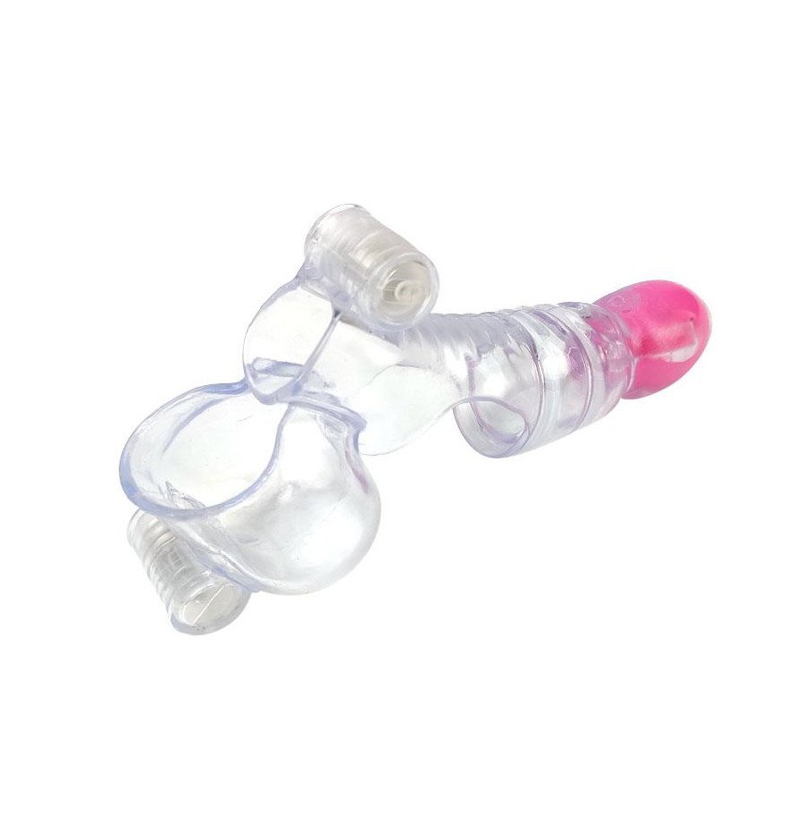 Vibrating Penis and Testicles Sleeve Clear